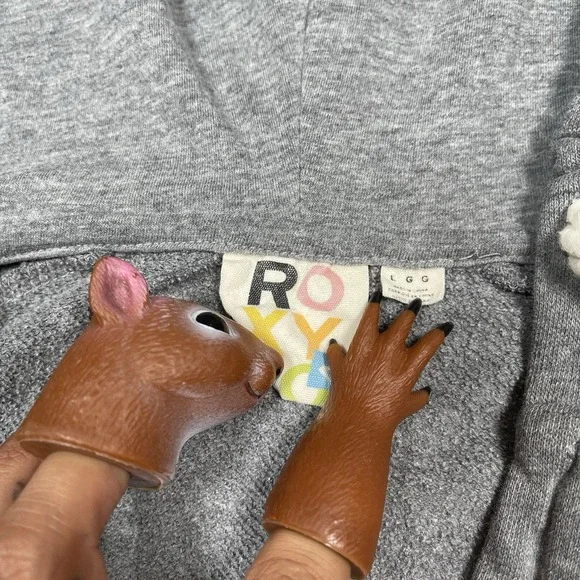 Vtg Y2K Roxy Bohemian Gray Pullover Sweater Womens Size Large Floral - Picture 5 of 8